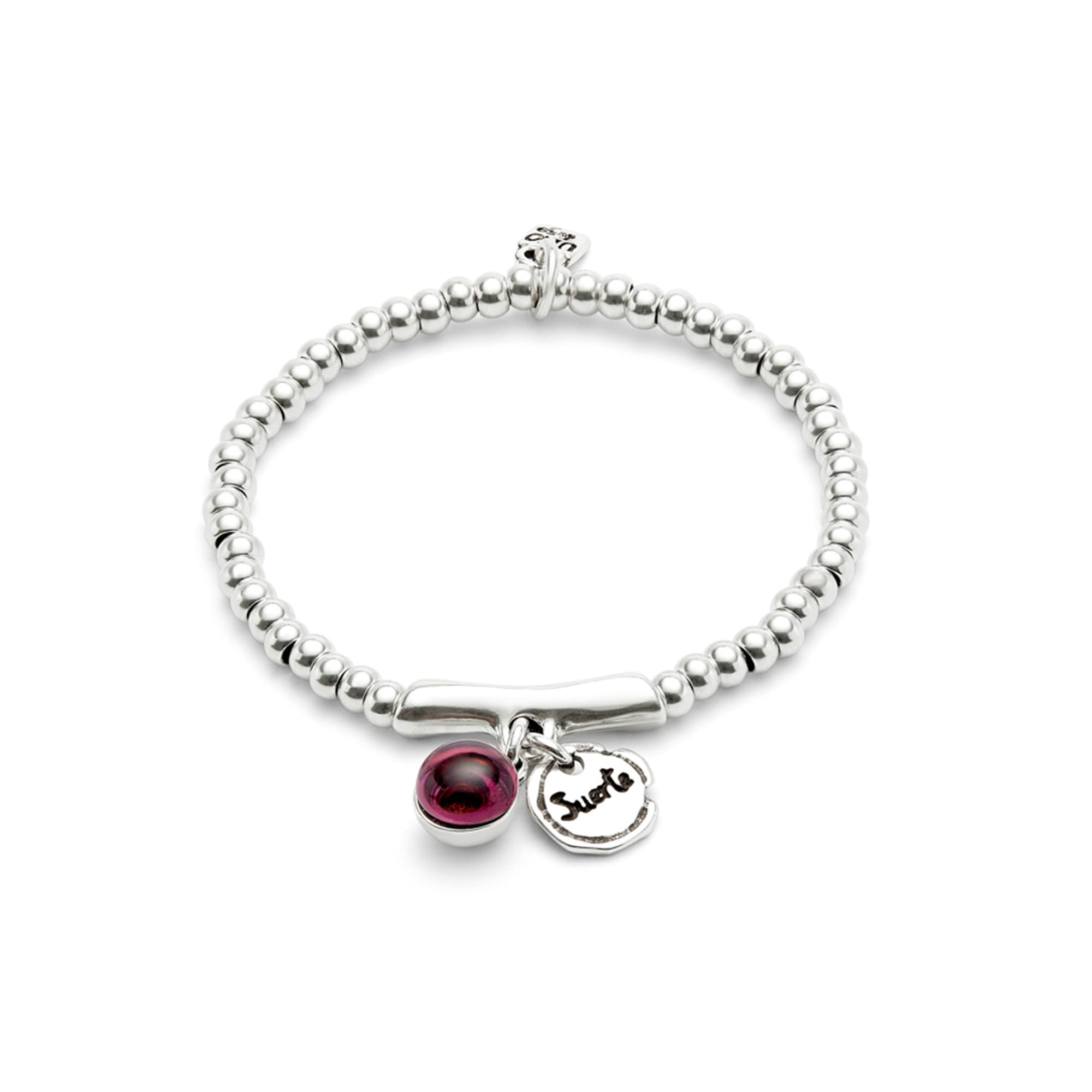 UNO DE 50 Bracelet in Alloy of Metal Plated in Silver of Sterling and Lens of Murano Morado- Min Perimeter 15,7