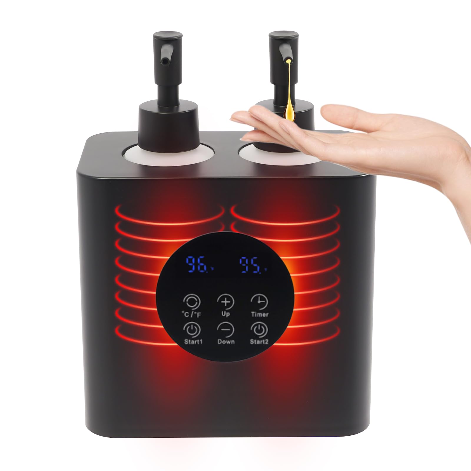 Massageölwärmer 30-65℃ Zeiteinstellung LED-Anzeige 4 Flaschen Salon Spa Schwarz
