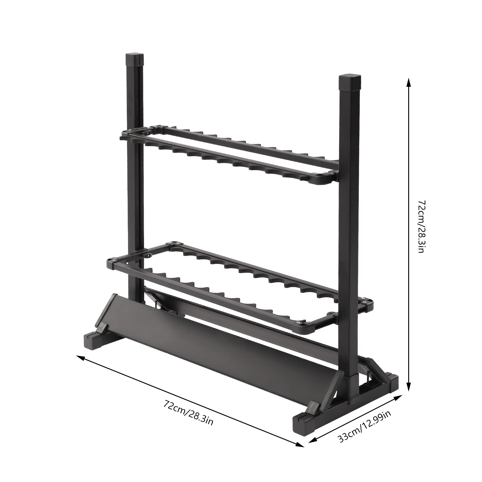 Support de canne à pêche Station de Peche pour 24 cannes à pêche en aluminium - Portable - Pour l'intérieur et l'extérieur - Noir - 73 x 32 x 72 cm