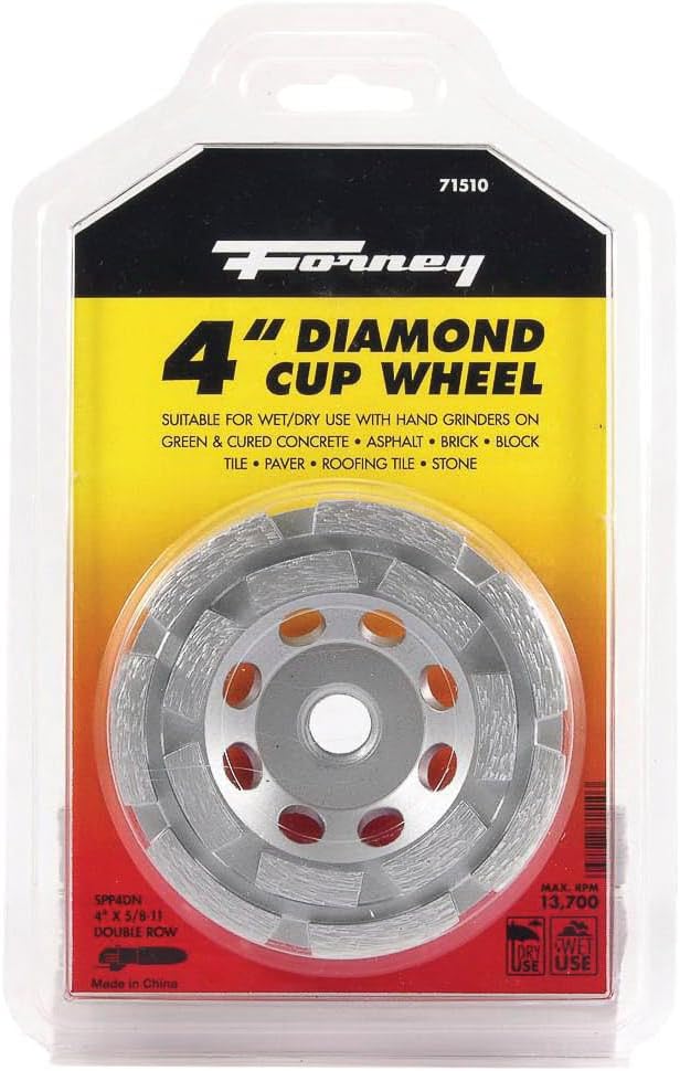 Forney 71510 Diamond Cup Wheel with 5/8-Inch Arbor, 4-Inch