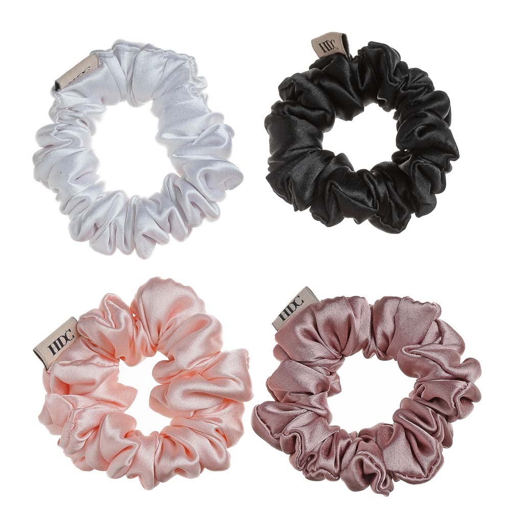Hair Drama Co. Scrunchies for Women & Girls Anti-Hair-Breakage, Elastic Band Tie, Hair Ponytail Holder, Hair Tie, Hair Bow, Stylish & Trendy Scrunchies (Pack of 4)