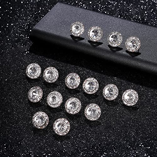 HAIAISO 8 Pairs Rhinestone Dance Competition Earrings Round Shaped Acrylic Stone Inside Crystal Halo Stud Earrings Stage Opera Performance Bridal Prom Party Earrings Jewelry 15mm3