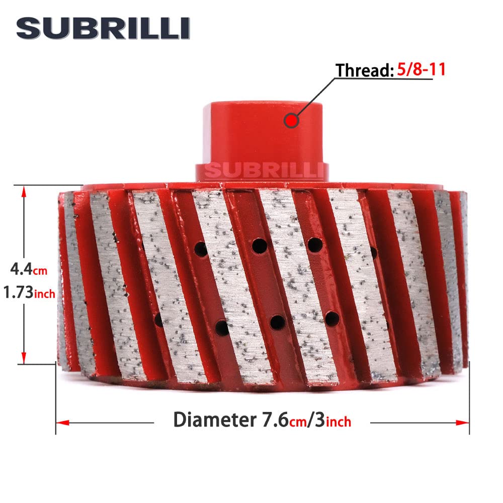 3 Inch Segmented Diamond Drum Wheel Resin Filled Zero Tolerance Coarse Grit with 5/8"-11 Thread for Granite Marble Concrete