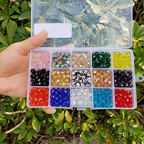 Image of 8mm Round Glass Beads for Jewelry Making, Faceted Shape Crystal Spacer Beads for Bracelets Necklaces Earring, 450pcs