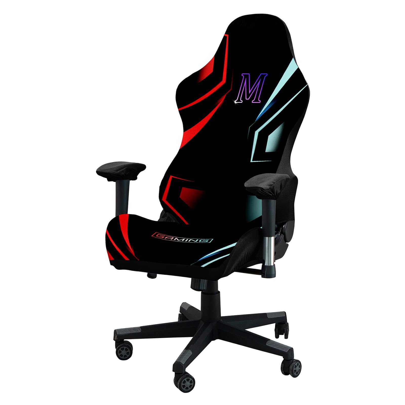 Tufkiss M Gaming Chair Covers, 3D Printing Stretchable Elastic Computer Reclining Chair Seat Cover With Armrest Slipcovers For Reclining Racing Gaming Gaming Chair(M)