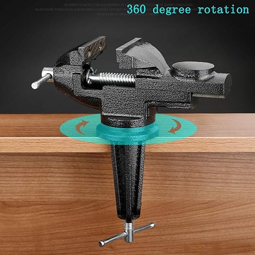 Miniatura 16 de MYTEC Tornillo de banco 2 en 1 resistente para banco de trabajo, 6.0 pulgadas azul, tornillo de mesa multiusos mejorado, tornillo de banco giratorio