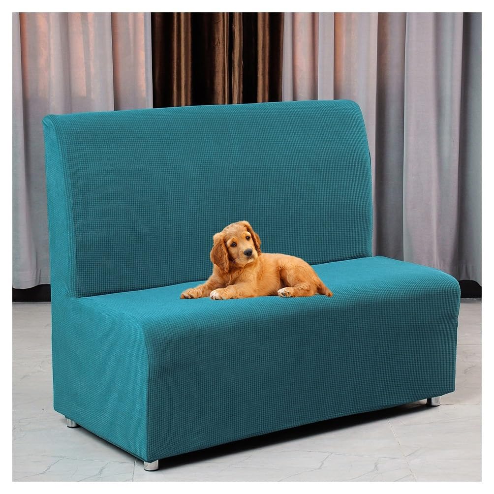 ELYSYSRL Futon Cover Stretch Protector Slipcovers Armless Sofa Card Seat Cover 110-130cm 2-Seater Settee loveseat Couch Bed Covers with Elastic Bottom Suitable for Hotels, Bars,Etc (Color : #10)