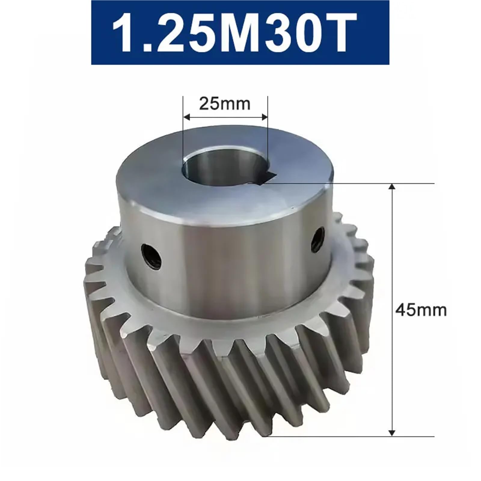 Links Schrägverzahntes Zahnrad 1,25 M 25 Zähne 30T 60T Bohrung 14mm 16mm 20mm 22mm 1 Stücke(1.25M30T-25mm-45mm)