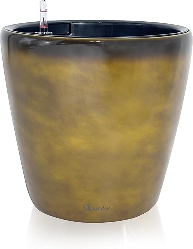 Vista 23 de Dexceder 15x14 Maceta de Autorriego con Ruedas para Interior y Exterior, Diseño de Maceta Interna, Maceta Grande y Gruesa para Piso con Indicador