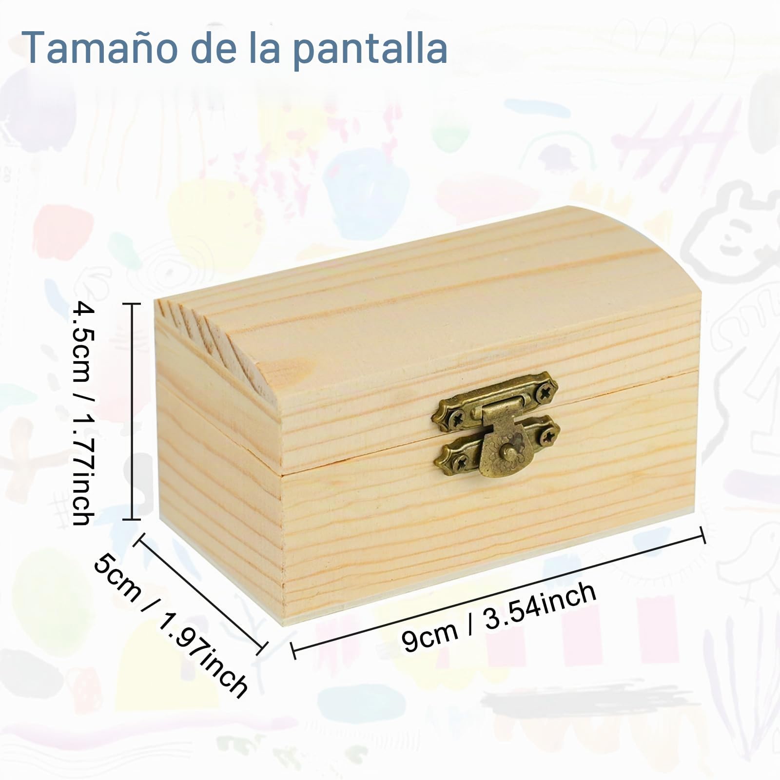 10 Piezas Pequeño Cofre del Tesoro de Madera (9x5x4.5cm) Mini Cofre del Tesoro de Madera con Cierre para Manualidades y Fiestas