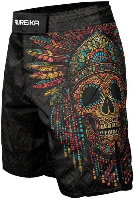 Aztec Men’s Fight Shorts – MMA Jiu Jitsu Combat Shorts Boxing Trunks for Training Kickboxing