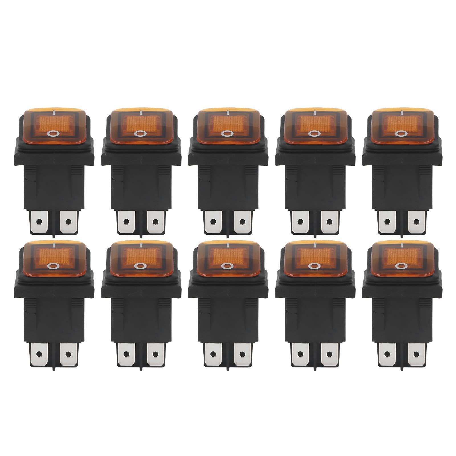 2 Posizioni Interruttore a Levetta Roccioso, 30A AC 125V 250 V con Luce a LED, 4 Perni, per Barca (Arancia)