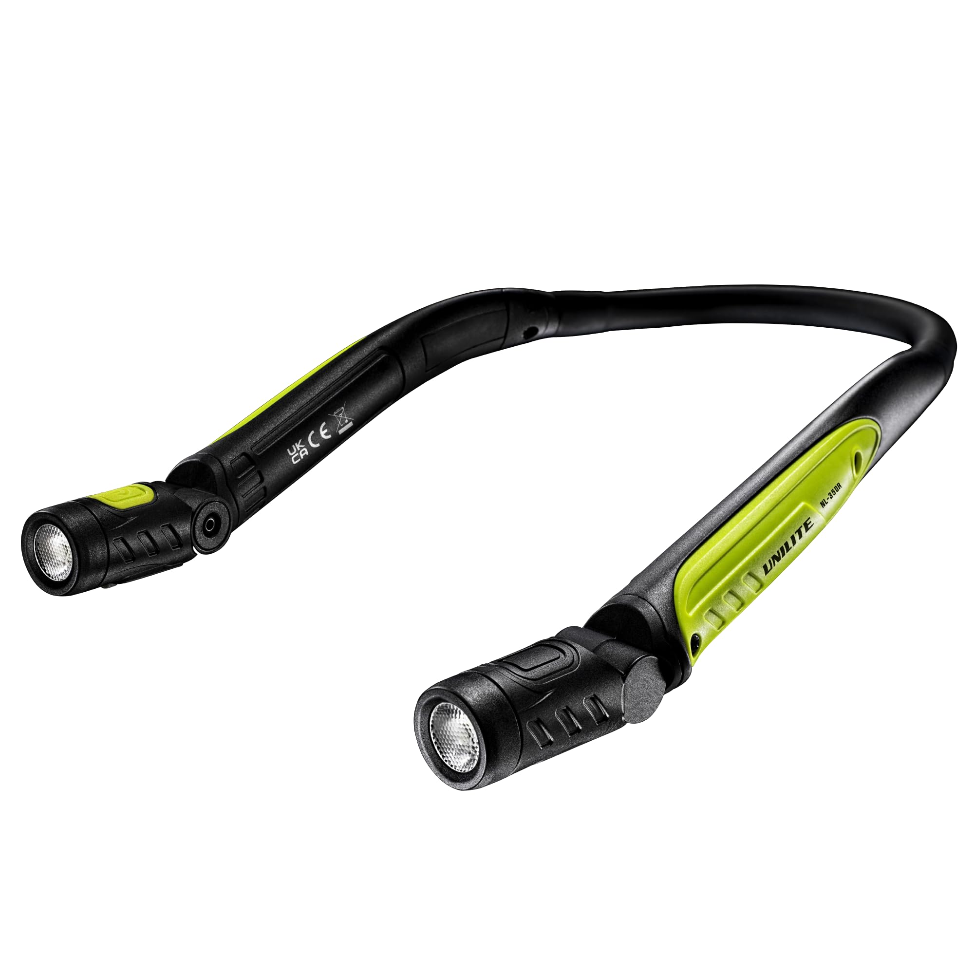 Unilite NL-350R Lampe tour de cou rechargeable par USB | 350 lumens | Grand angle de 120 degrés | 2 à 10 heures d'autonomie | Portée du faisceau de 45 m | IP54/IK07