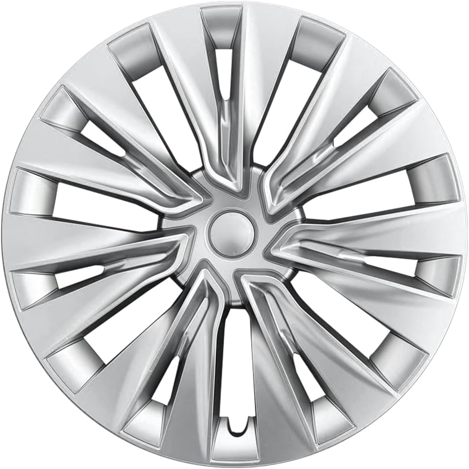 Fits Tesla Model Y 19-Inch Wheel Hub Cover Wheel Covers, 4 Covers Per Pack, Silver, Made of Sturdy PC ABS Material for 2020-2024 Model Y Gemini Wheel Cover Replacement (Silver)