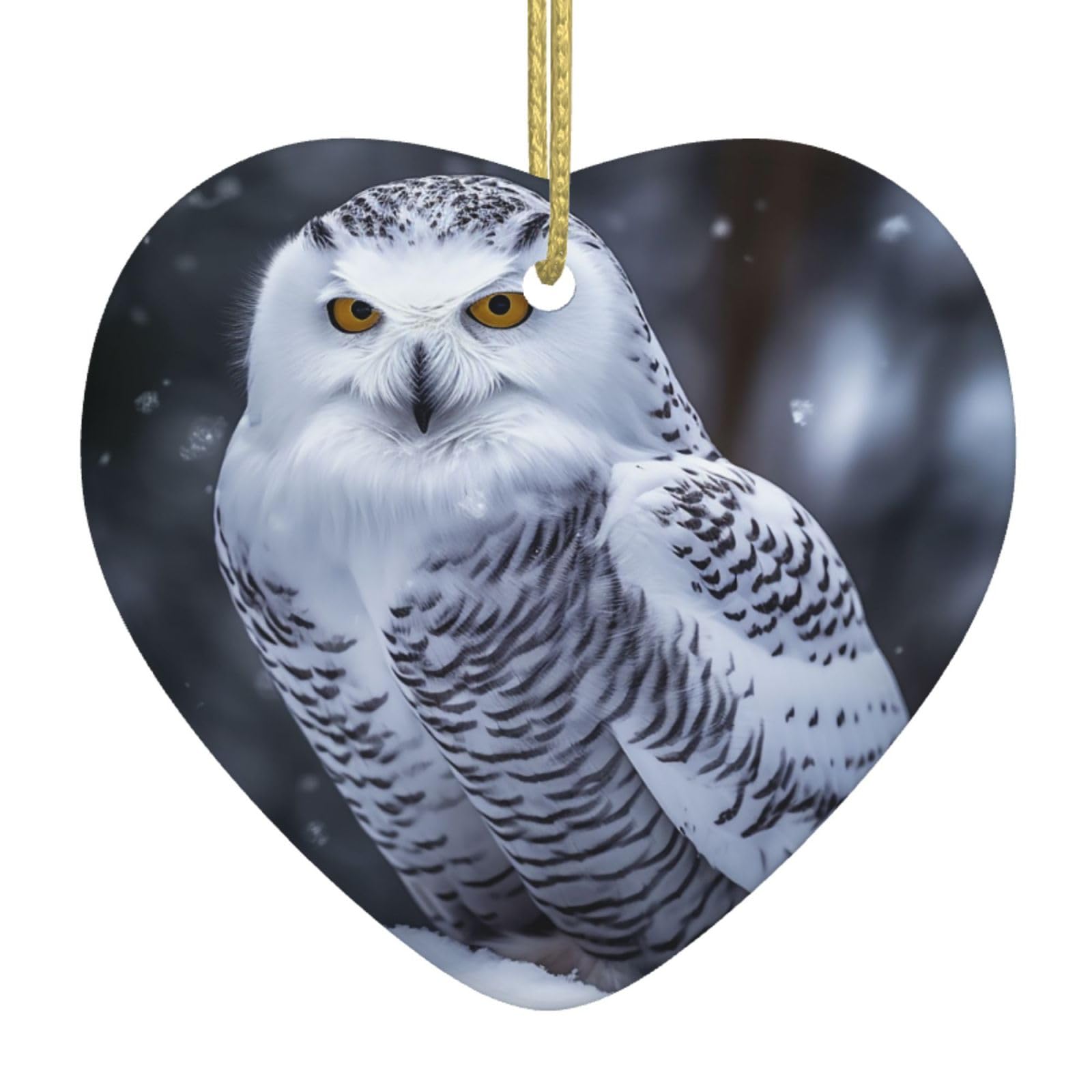 Fodpand Women's White Arctic Owl Christmas Ornaments 2025, Gift Exchange For Men, Collectible Ceramic Ornament Heart Hanging Ornaments For Christmas Tree Decoration