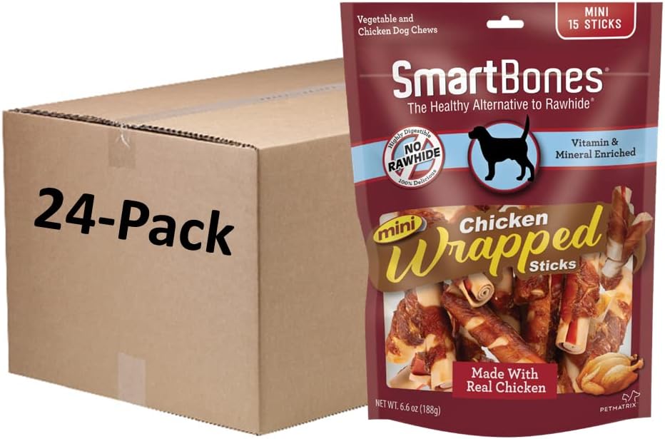 SmartBones Chicken-Wrapped Sticks, Treat Your Dog to a Rawhide-Free Chew Made with Real Chicken and Vegetables