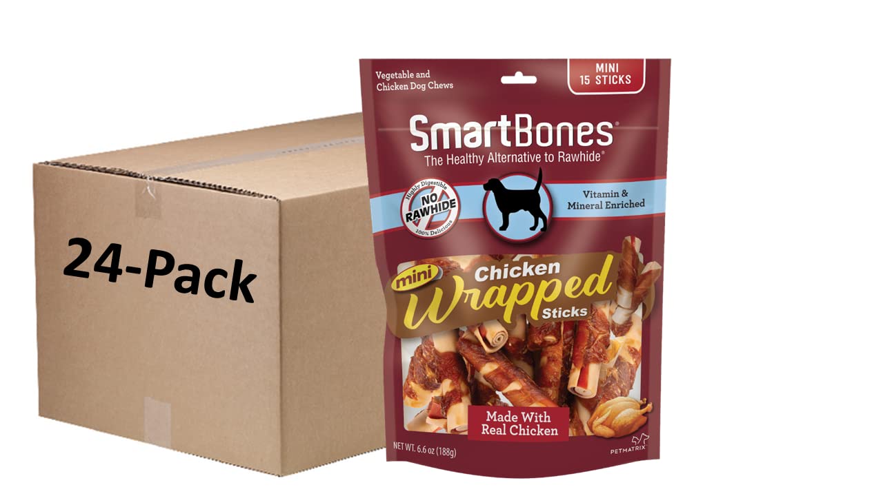 SmartBones Sticks Dog Treat Chicken Rawhide-Free 24 x 15 Chews