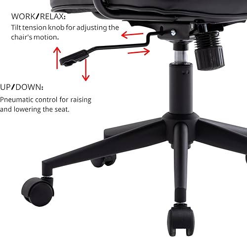 Miniatura 5 de LukeAlon Silla de oficina ajustable de piel sintética cómoda silla giratoria de 360 con reposabrazos silla de escritorio moderna de asiento grueso