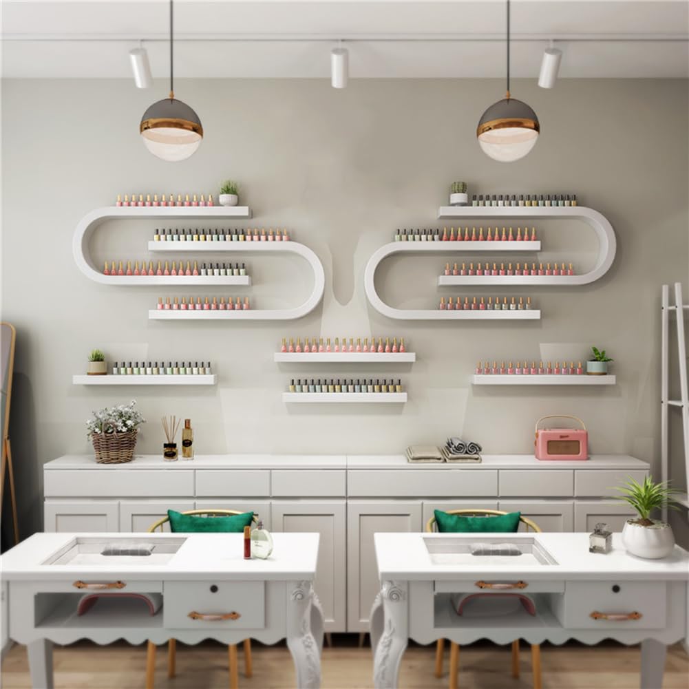Nail Polish Wall Racks Nail Polish Rack with LED Light Floating Shelves Wall Mounted Nail Polish Organizer for