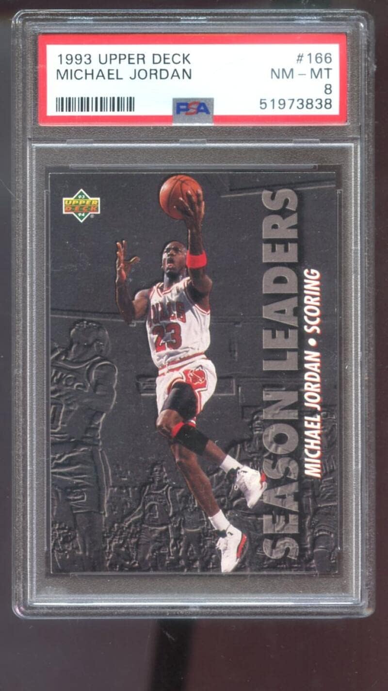 1993-94 Upper Deck #166 Michael Jordan PSA 8 Graded Basketball Card NBA Season Leaders Scoring Chicago Bulls 1993-1994 93-94
