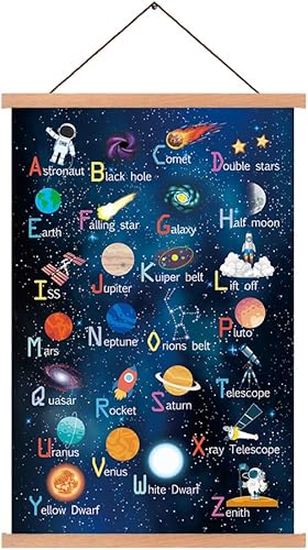 KAIRNE Impresión artística del espacio exterior con marco magnético de madera para colgar pósteres, letras del alfabeto de astronomía, arte de KAIRNE Impresión artística del espacio exterior con marco magnético de madera para colgar pósteres, letras del alfabeto de astronomía, arte de