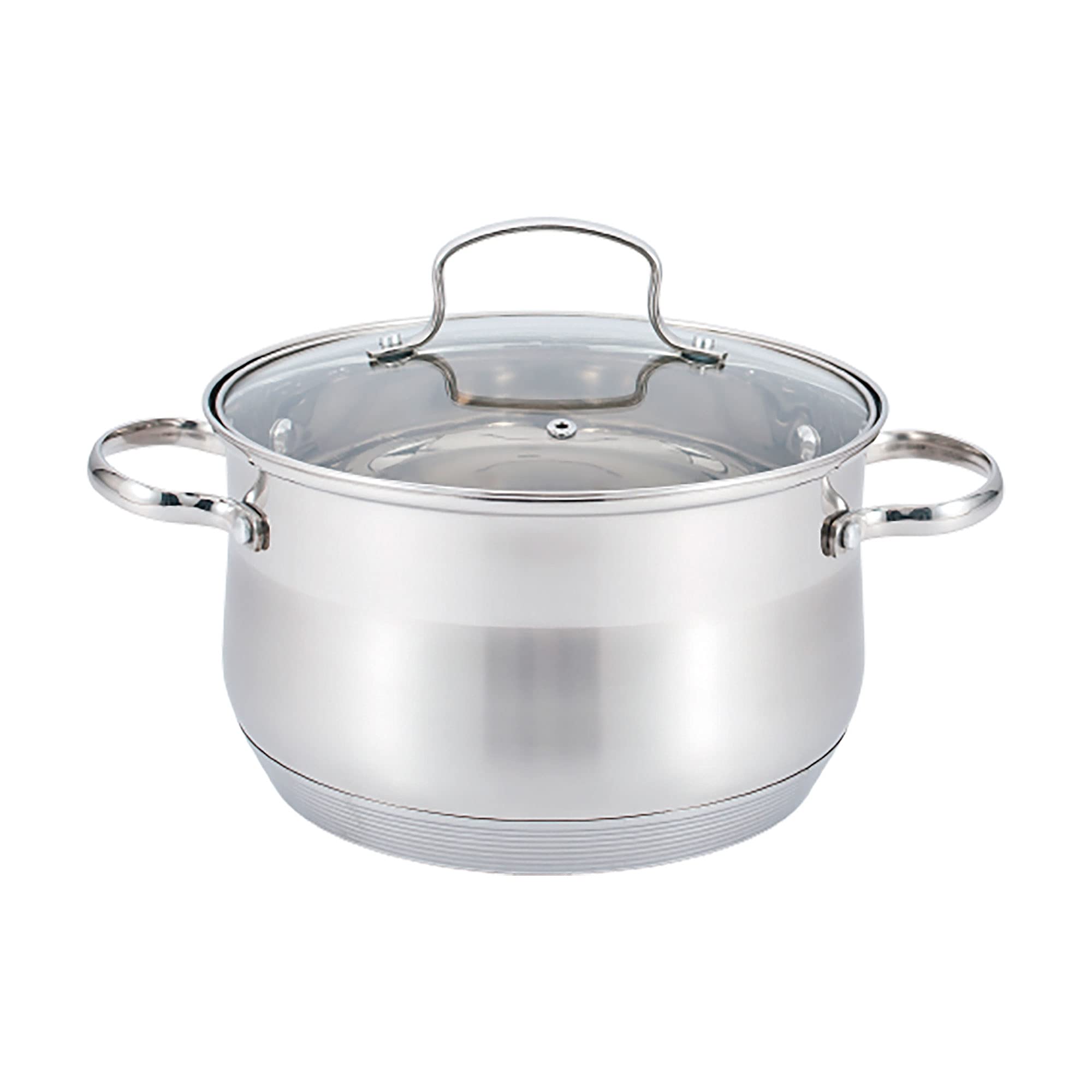 Maestro MR-3512-6L Kochtopf Set Edelstahl, 6-Teilig, Induktion, 3 Topfe, 3 Glasdeckel, Geeignet für alle Herdarten, Spülmaschinenfest