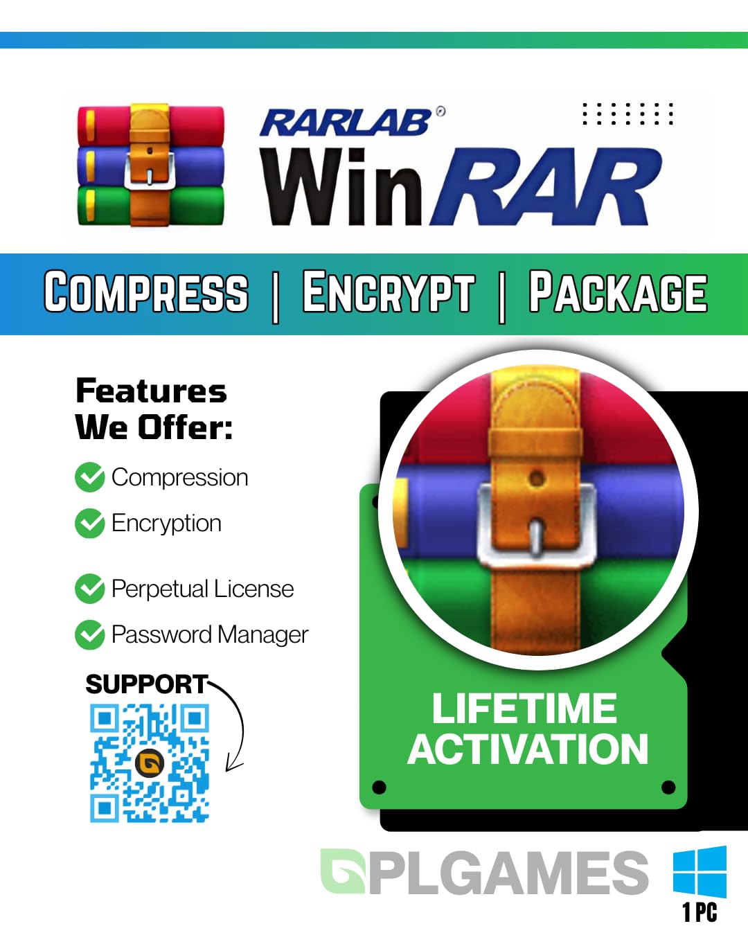 WinRAR Archiver 7 Latest Software (Lifetime / 1 PC) (Instant Delivery)