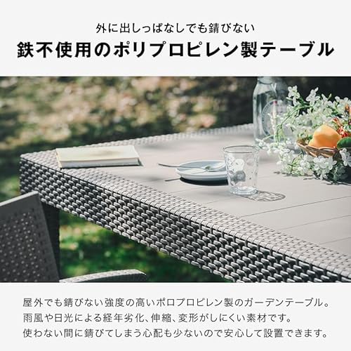 カグワールド クアロア ガーデンテーブルセット 庭用 ダイニング チェア 4人 6人 ラタン調 幅150cm 幅80cm 肘付き 肘なし 2枚目