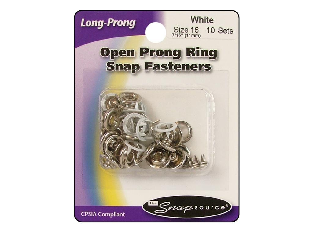 Snap Source 161-01 Open Long-Prong Snaps Size 16 10/Pkg-White