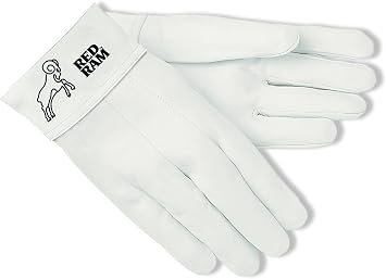 MCR Safety 4911 Red Ram Premium Grade Grain Goatskin MIG/TIG Welder Gloves with 2-Inch Bandtop Cuff, White, Size 11 , 1-Pair, 1-Pair