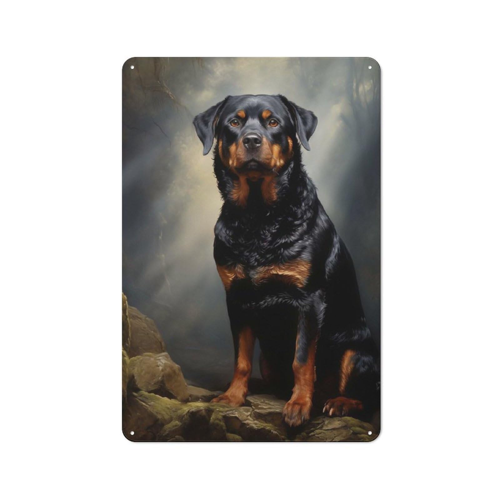 Junmoney Rottweiler Portrait 30X20cm Rustic Tin Sign With For Studio Or Craft Room, Tin Sign Wall Decor For Studios And Craft Rooms