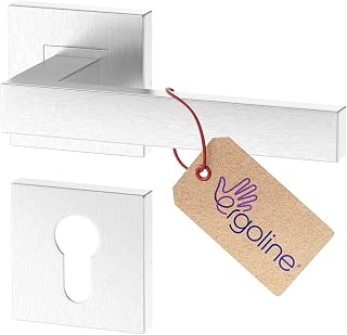 ERGO line CUBE Edelstahl V2A Türbeschlag, Modern Türgriff PZ - Profilzylinder Set, Eckig, Drückergarnitur, Quadratisch Türbeschlag, Türklinken Innentüren, Türdrücker Edelstahl Matt Gebürstet