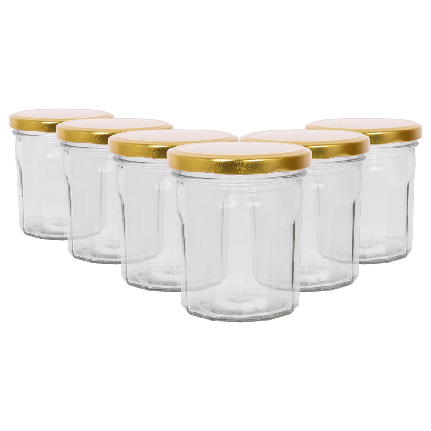 B&Q -  250Ml Glass Jam Jars With Airtight Gold LidsSet Of 6 Empty Screw Top Kitchen Storage Preserving Jar
