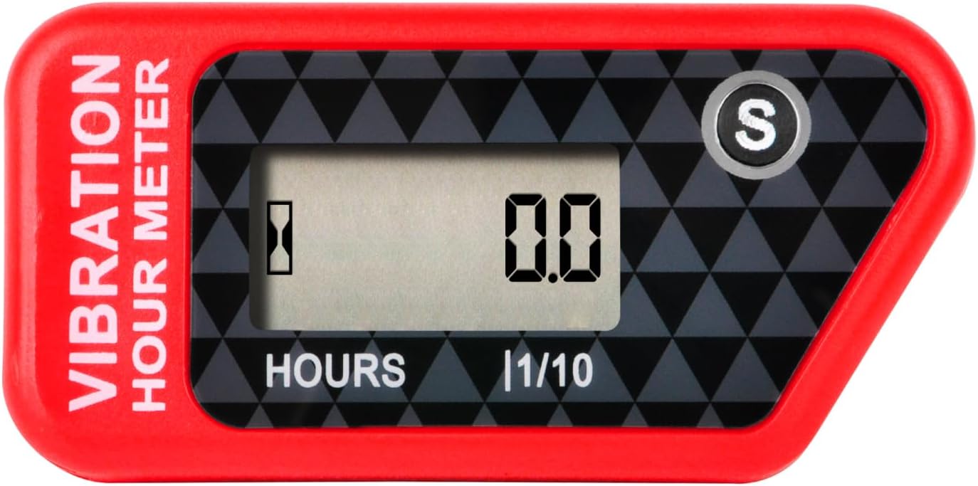 Jayron JR-HM016B LCD Wireless Digital Hour Meter Gauge Vibration Activated,Waterproof Design,for All Vibrating Machine,Air Compressor,Generator,Jet ski,Lawn Mower, Motorcycle,Chainsaw