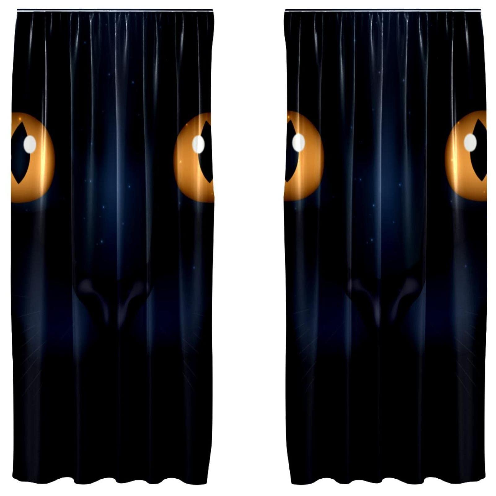 Cortinas decorativas de gato espeluznante de Halloween, 2 paneles para sala de estar de 55x84"