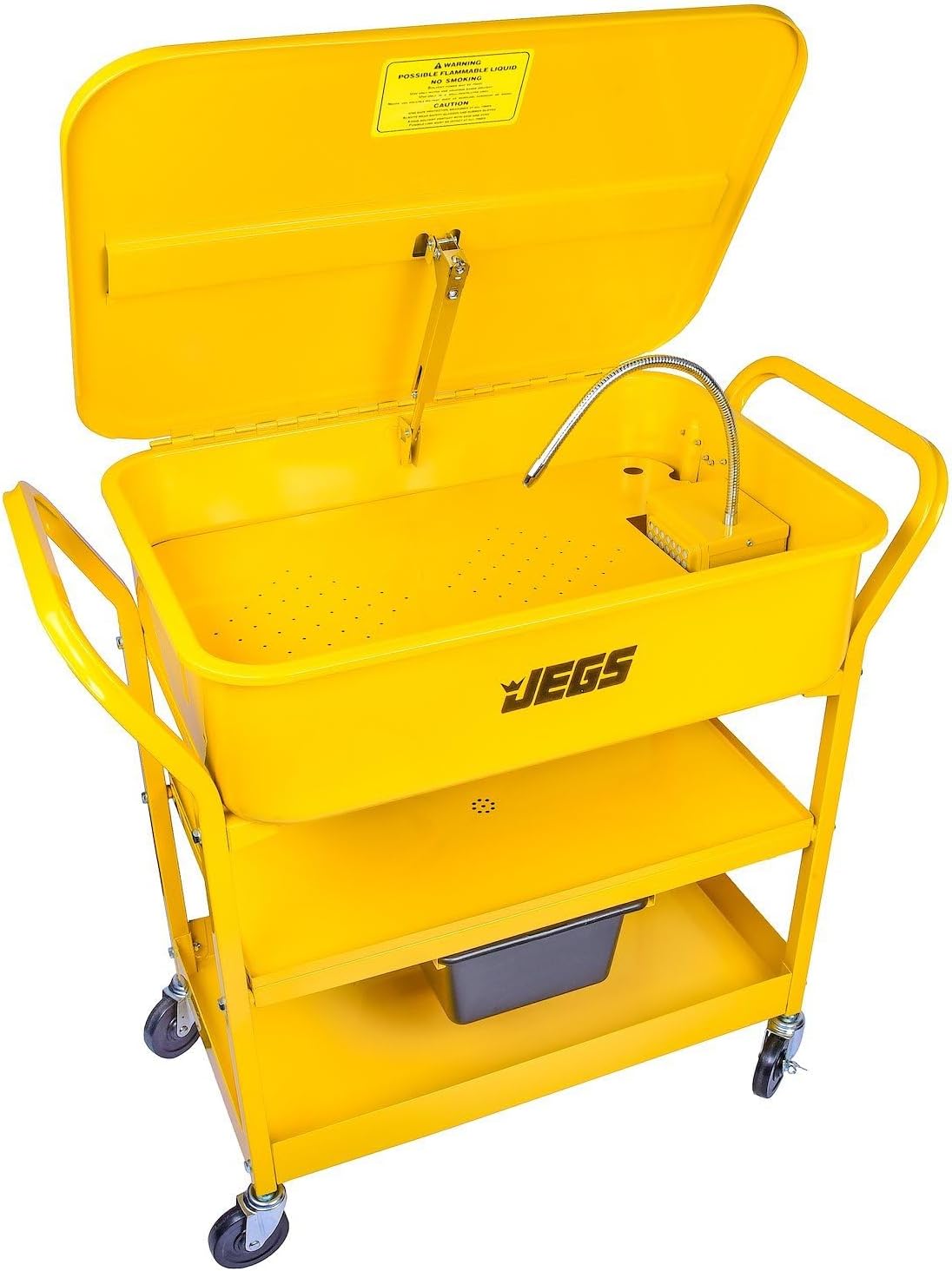 JEGS 81603 Portable Parts Washer Cart 20-Gallon Tank Solvent Capacity: 12-Gallon