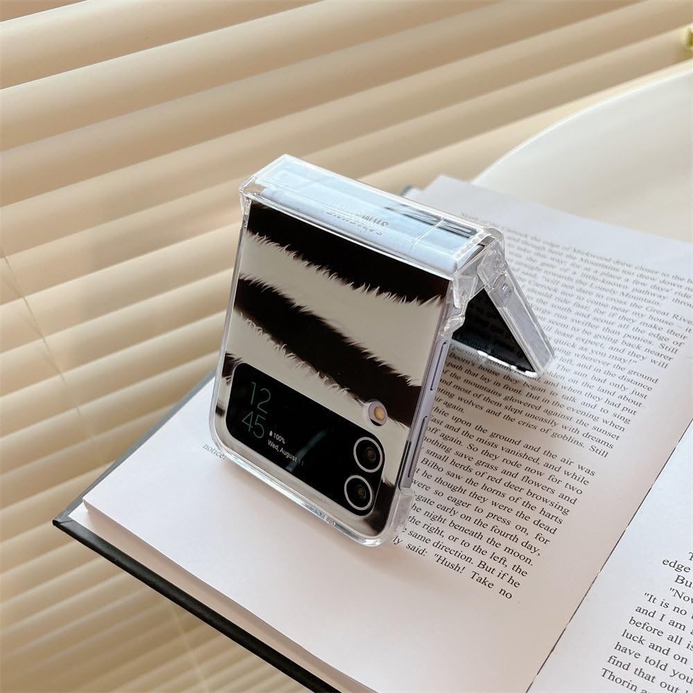 Funda de Lujo con Rayas de Cebra para Samsung Z Flip 4 Z Flip3 para Samsung W23 FILP Funda rígida Ultrafina para Galaxy Z Flip 3 Z Flip4, BanMaWen, para Samsung Z Flip 4