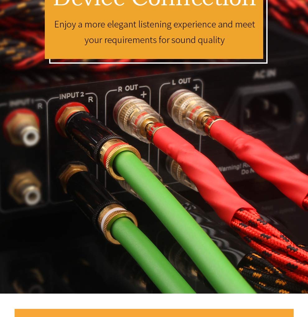 Pair Oxygen Copper Audio Speaker Cable Audiophile HiFi Cables Banana Plug 20AW (4.9Ft / 1.5m)