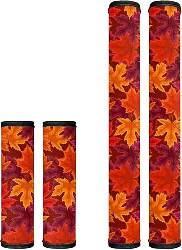 Juego de 4 manijas de puerta de refrigerador con diseño de hojas de arce otoñal, juego de 4 manijas de decoración para electrodomésticos de cocina,