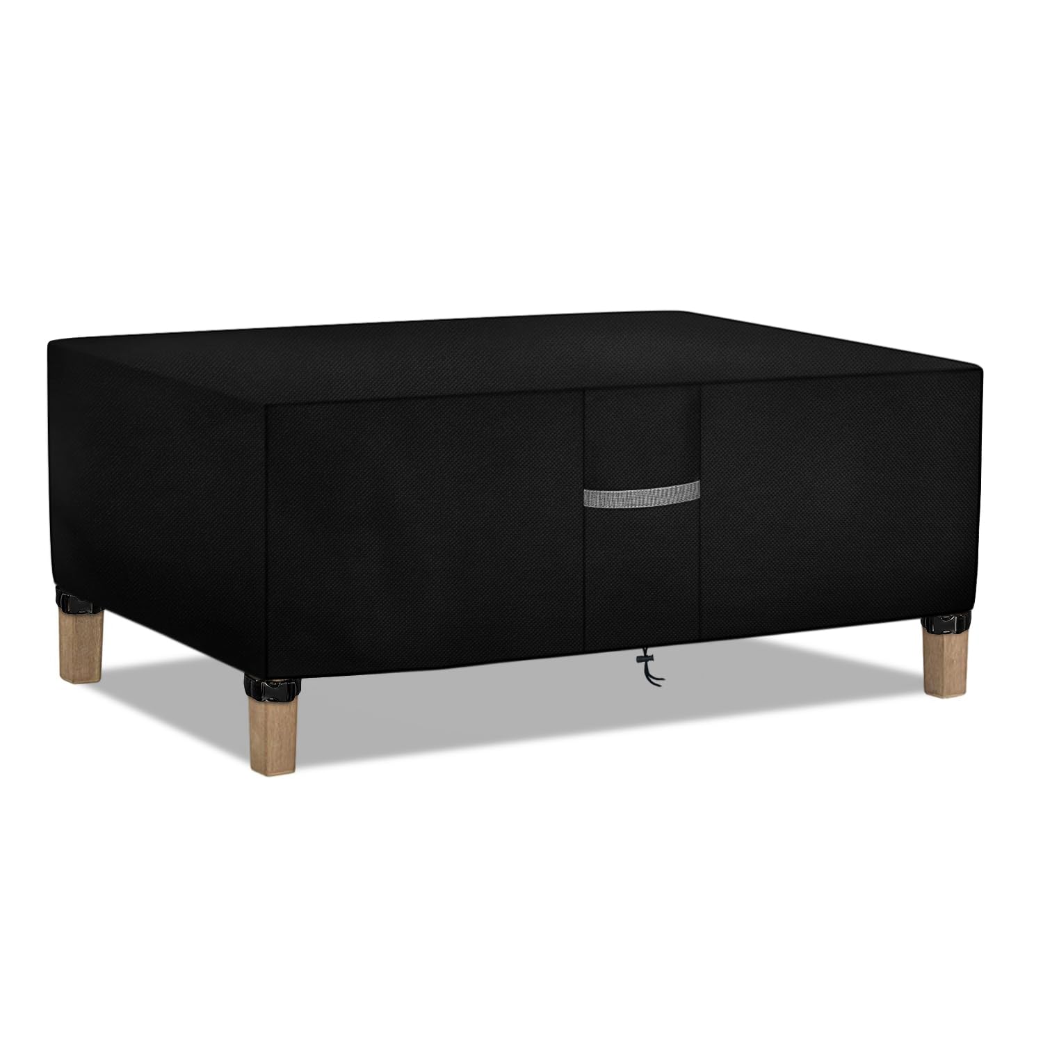 Dokon Patio Coffee Table Covers Waterproof Rectangular Outdoor Table Cover Windproof Anti-UV Heavy Duty Oxford Fabric Lawn Patio Furniture Covers with Air Vents (48"L x 25"W x 18"H) - Black