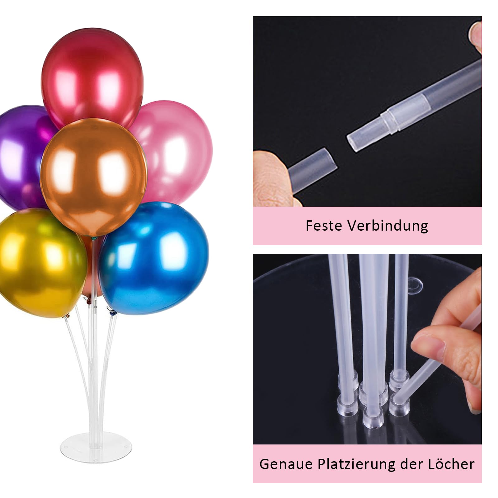 7 Supports De Ballons Réutilisables CZCPARY - Pour Anniversaire, Mariage, Fêtes - Base Fixe Et Tiges Adjustables