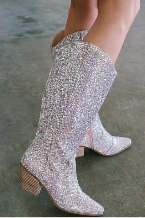 Atuelang Cowgril Rhinestone Booties Comfortable