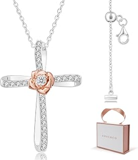 KRKC&CO Moissanite Cross Necklace for Women: D Color VVS1 0,09-0,3ct