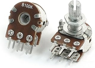 uxcell 2Pcs B100K 6 Terminals PCB Mounted Rotary Linear Dual Potentiometer