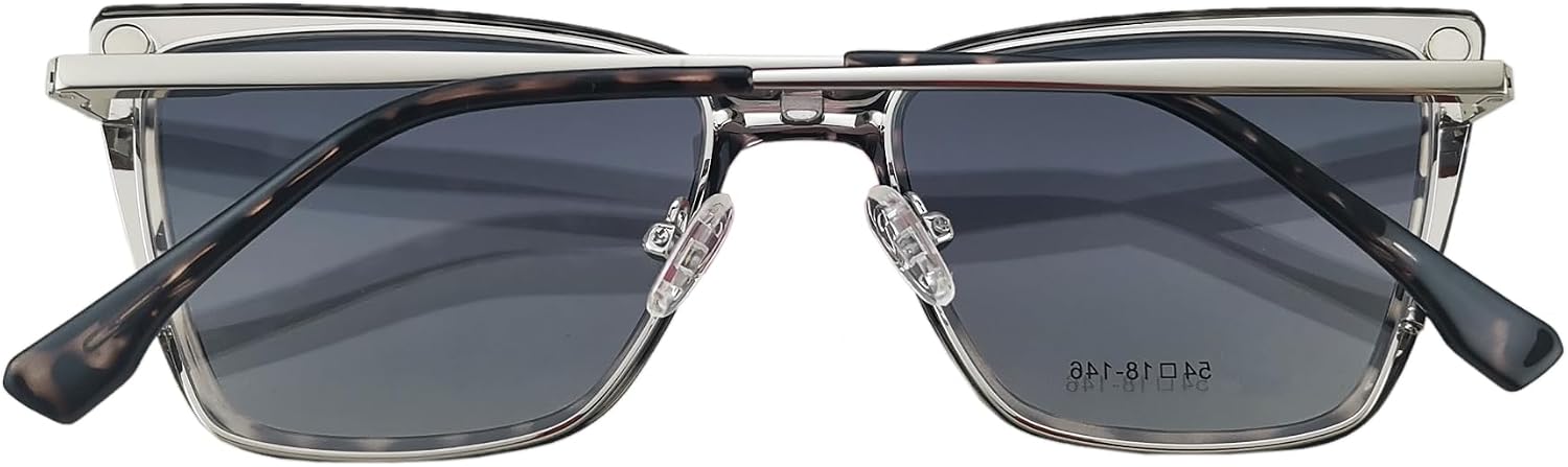 Circleperson Cat Eye Magnet glasses 2 in 1 Polarized clip on Sunglasses for Women 54-18-146 Metal Spring hinges