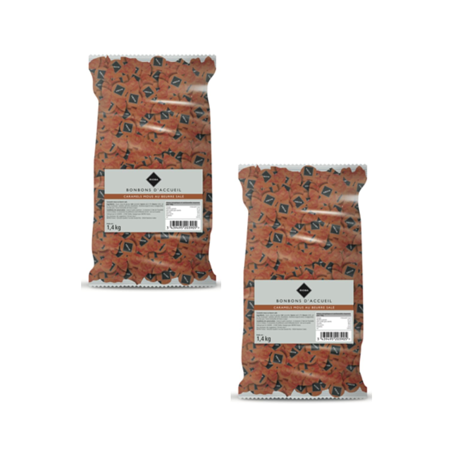 Gilbert - Juego de 2 x 1,4 kg Caramelo Duro, Mini Dulces para Sala Espera, Recepción del Cliente, Práctica Médica
