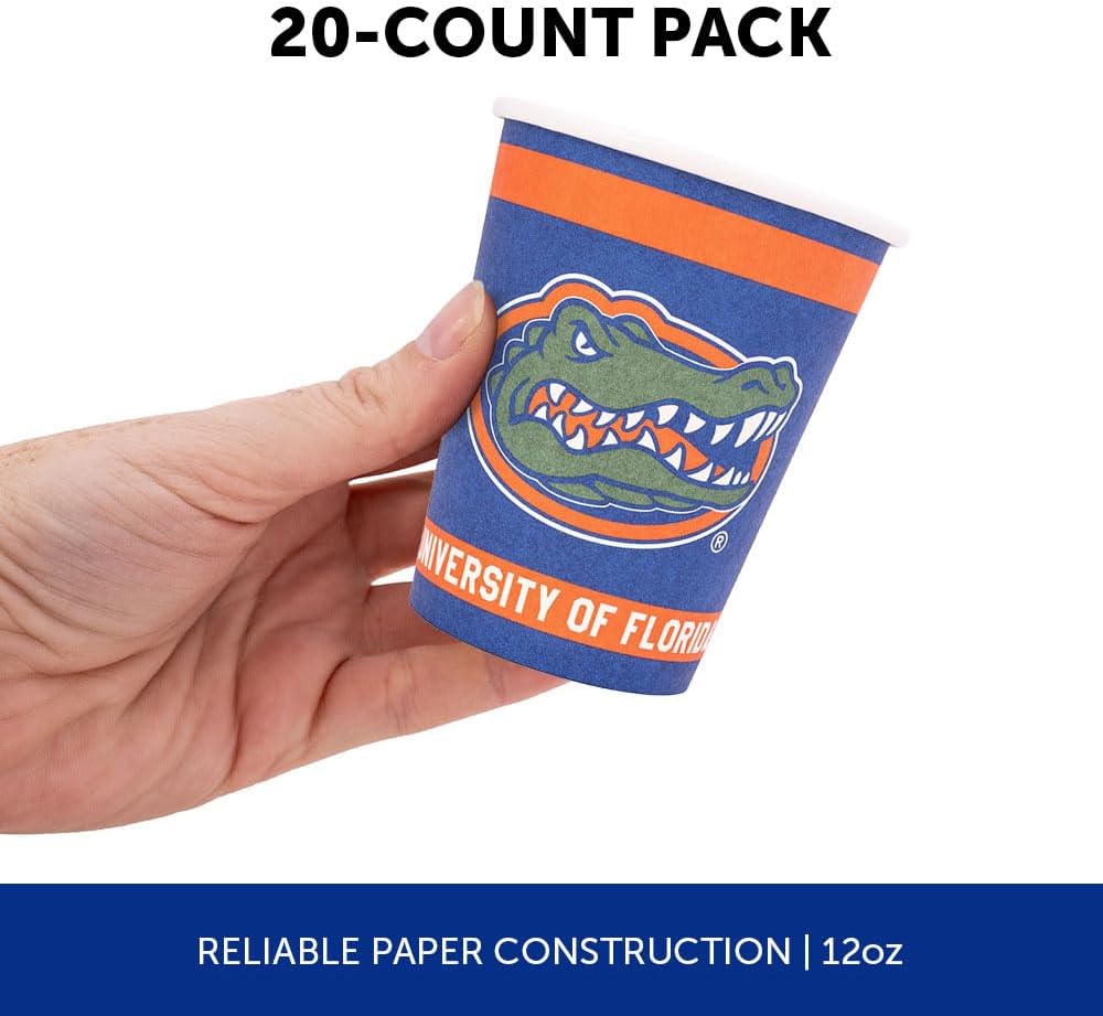 Desert Cactus University of Florida Paper Cups UF Gators 20 Count 9 Ounce Cold Beverage for Tailgates, Graduation, Party and Game Day Tablecloth Decoration (Design A) x