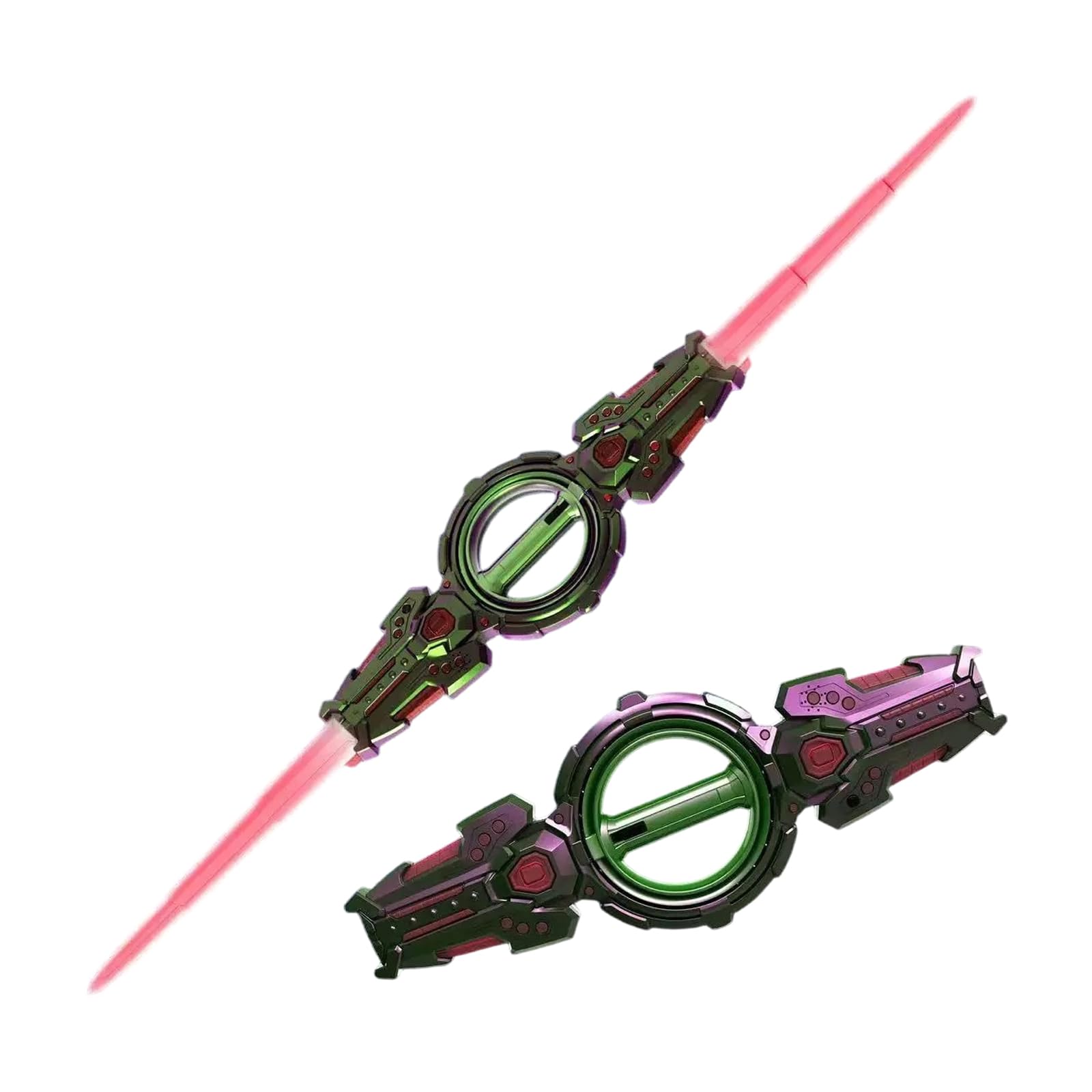 Light Up Sword, Light Sabers for Kids Fire Spin Sword Double-Edged Lightsaber, Double-Headed Telescopic, for Rave, Cosplay & Display, Costume Accessories (Pink)