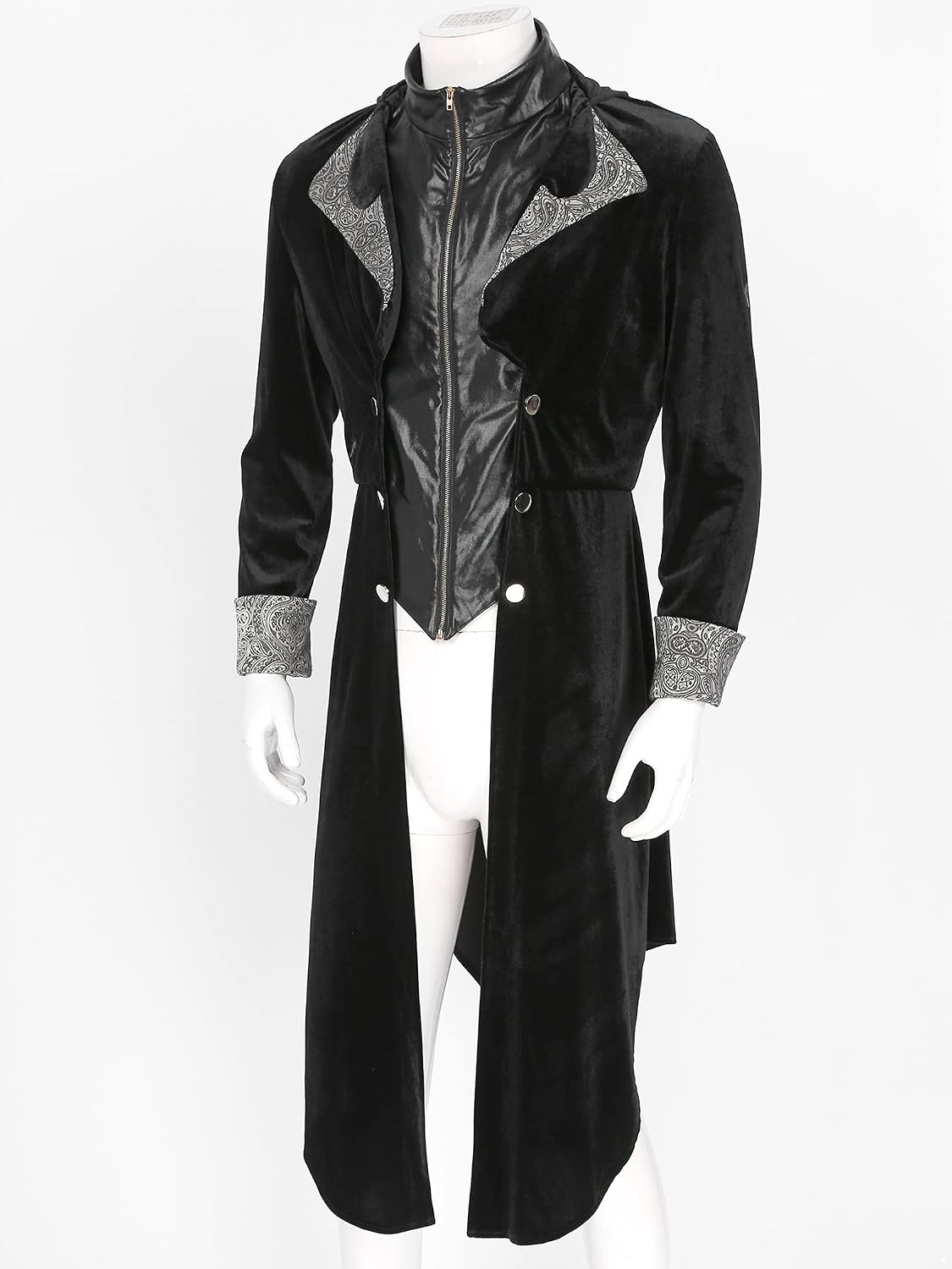 Agoky Mens Black Vintage Tailcoat Jacket Fancy Cool Cosplay Costume Robe Retro Uniform Clubwear