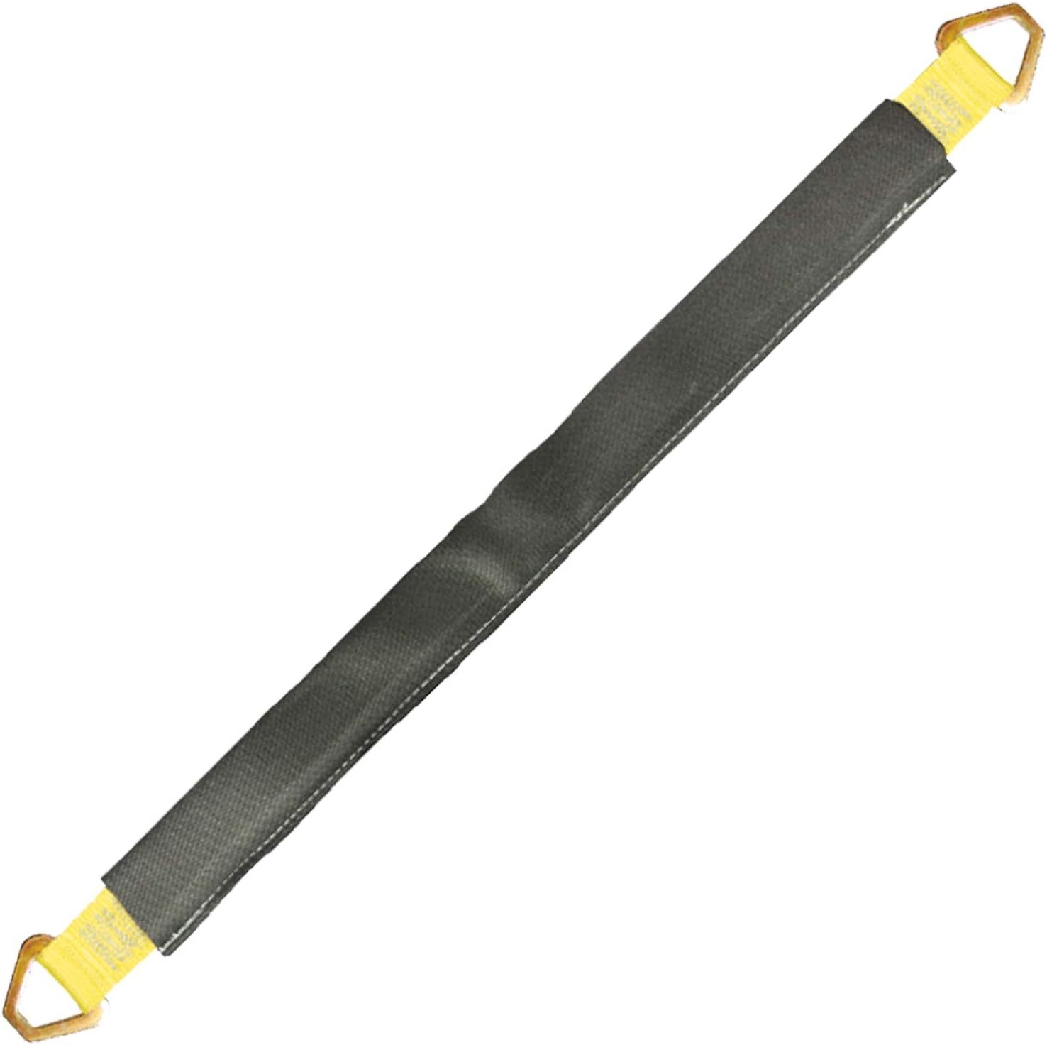 VULCAN Car Tie Down Axle Strap with Wear Pad - 3-Ply Stiff - 2 Inch x 36 Inch - Classic Yellow - 3,300 Pound Safe Working Load